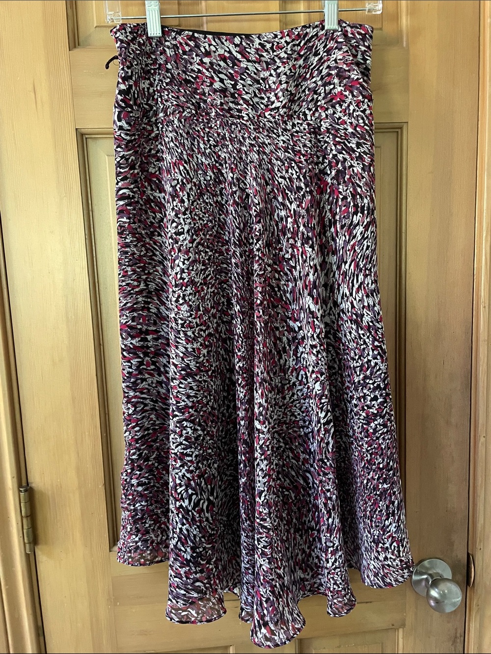 East 5th Black, White & Pink A-Line Printed Midi Skirt